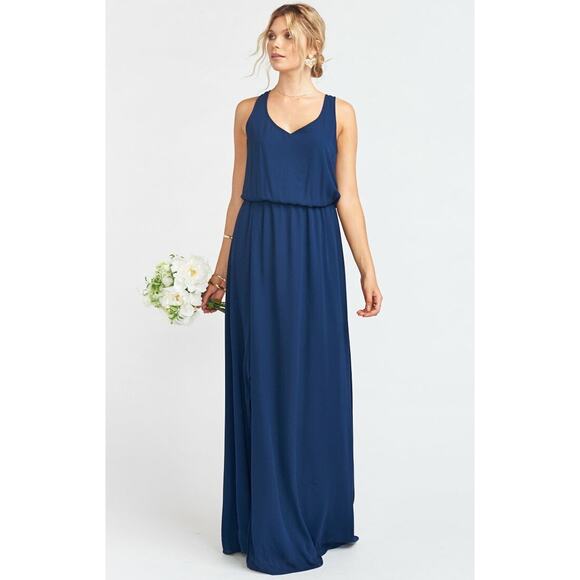 Show Me Your Mumu Kendall Maxi Dress in Rich Navy Crisp S NWT - Picture 2 of 6